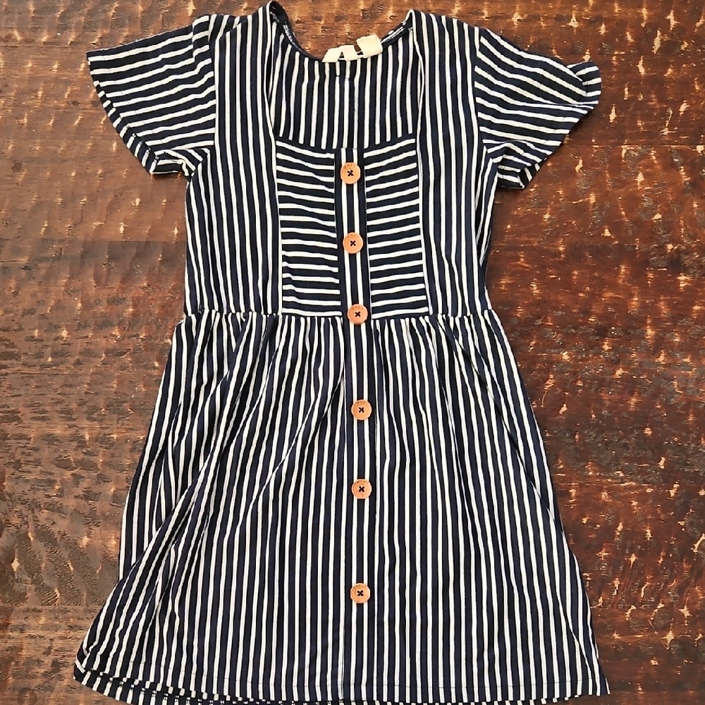 Roxy Navy and White Striped Kids Dress